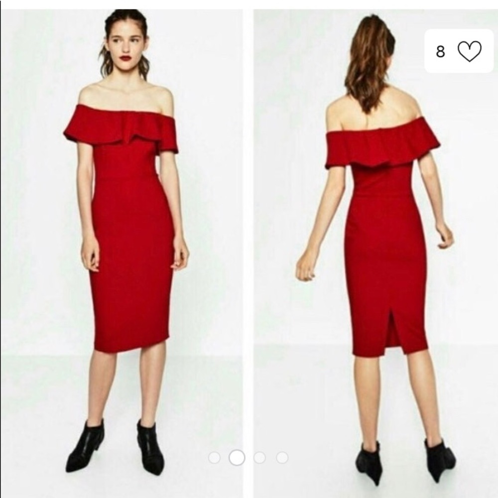 NWT Zara Off the Shoulder Ruffle Dress
